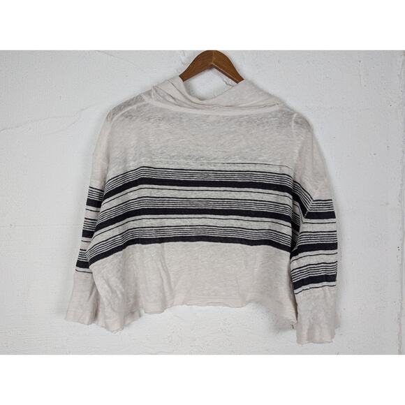 We the Free Crop Top Womens Small Cowl Neck Sheer Linen Boho Lagenlook Coastal - Picture 5 of 5